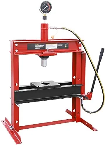 big red aty12001r torin steel h shape hydraulic garageshop benchtop press with gauge and stamping plates 12 ton 24000 lb capacity red