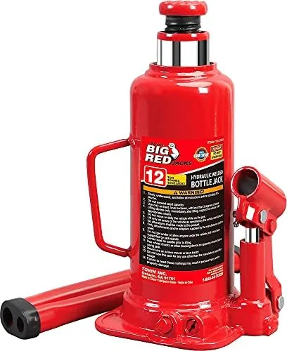 big red t91203b torin hydraulic welded bottle jack 12 ton 24000 lb capacity red